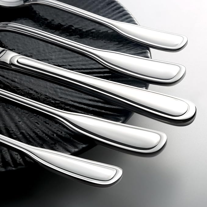 Silverware Set for 8 Heavy Duty Stainless Steel Cutlery Set with Wide Handles Mirror Polished Utensils Spoons and Forks Set for KitchenDishwasher Safe (Silver 40 Pieces for 8)