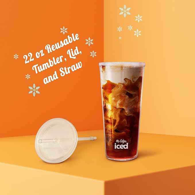 Mr. Coffee Iced Coffee Maker Single Serve Hot and Cold Coffee Maker with 22 ounce Reusable Tumbler Filter and Wholesalehome Cloth