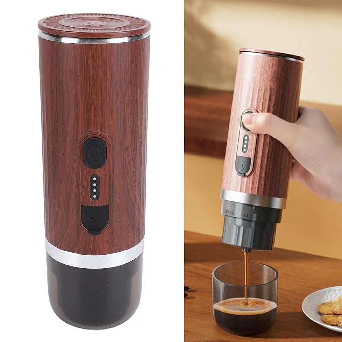 Portable Coffee Maker 20bar Extraction Self Heating 304 Stainless Steel 7500mAh Rechargeable Cordless Electric Travel Coffee Maker with Ground Coffee &amp NS Capsule for RV