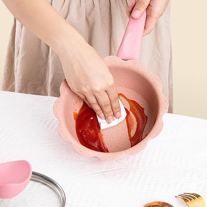 Milk Soup Pot Set Non Stick Multifunction Frying PanNon-Stick Frying Pan Set Pot Milk Pan with Handle Lid Pot Cookware Set Cooking Utensils for KitchenPot Steamer.Blue
