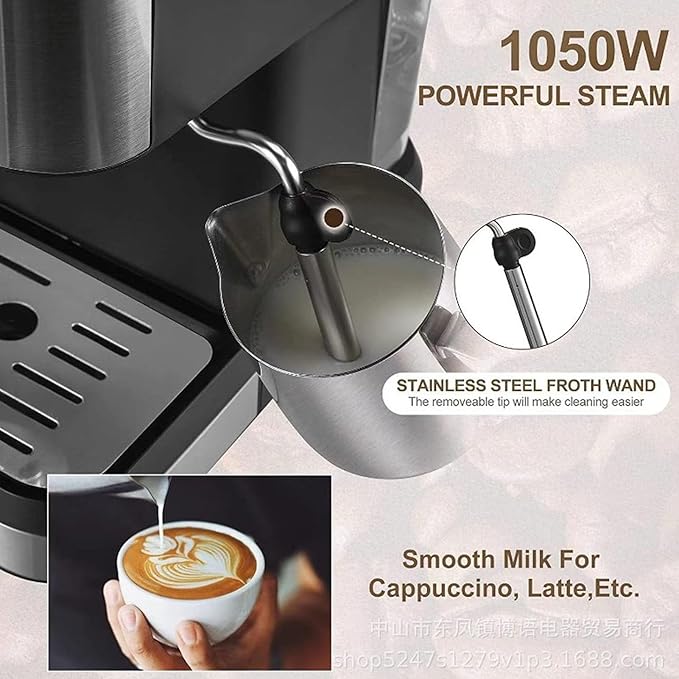 AYNEFY Coffee Maker 1050W Electric Coffee Maker Large 1.5L Water Tanks Detachable for Home Use Ideal Coffee Latte Making Efficient and Maintenance (US Plug 110V)
