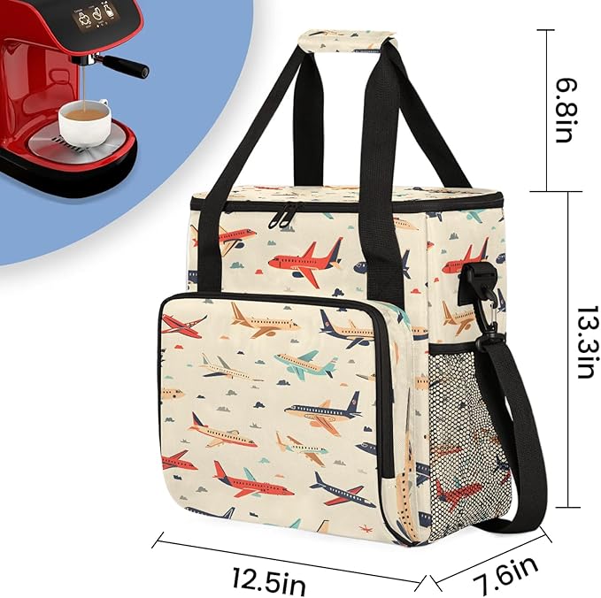 Airplane Travel Coffee Maker Carrying Bag Large Organizer Storage Tote Bag Insulated Reusable Cooler Grocery Bags
