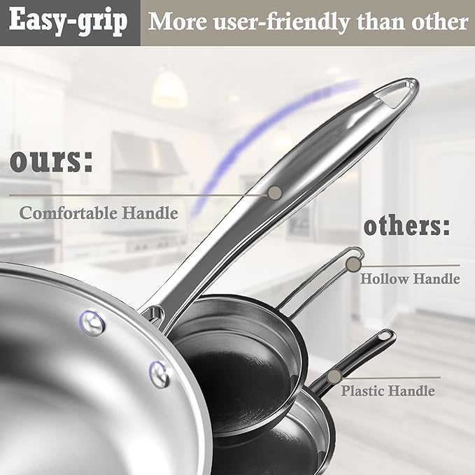 Stainless Steel pots and pans set 6 Piece Nonstick Induction Kitchen Cookware Set Works with Induction/Electric and Gas Cooktops Nonstick Oven Safe Camping Cookware