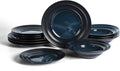 Earth &amp Clay Celeste 24-Piece Dinnerware Set Stoneware Plates and Bowls Set Includes Dinner and Salad Plates Cereal Bowls Dishwasher and Microwave Safe Dishes for 8 Blue