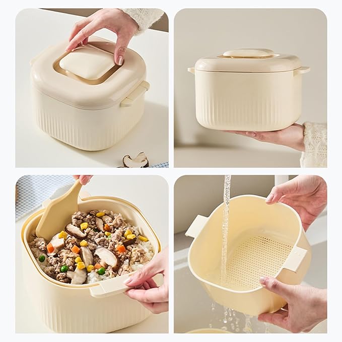 Microwave Rice Cooker 1700ml Food Steamer Cookware Large Microwave Cooking Pot for Kitchen Home BPA Free Heat Resistant Design Food Steamer with Lid Handle Pasta Cooking Tool for Party Restaurant