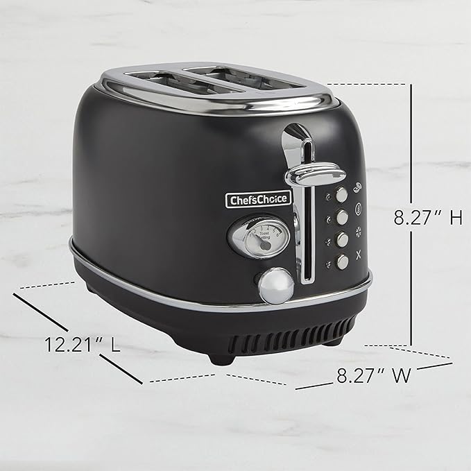 Chef'sChoice Toaster 2 Slice Gourmezza Stainless Steel with 5 Functions and 6 Shade Settings 900-Watts Black