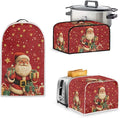 Merry Christmas 3-Piece Set: Blender Slow Cooker &amp Toaster Covers Santa Claus Universal Size Dust Covers for Small Appliances Women's Gift (Red)