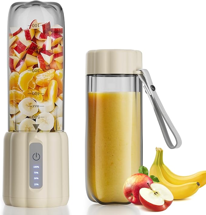 COKUNST 17Oz Portable Blender with 6 Blades USB-C Rechargeable Personal Smoothie Maker for Shakes &amp Juices Compact Mini Mixer for Home Office &amp Travel