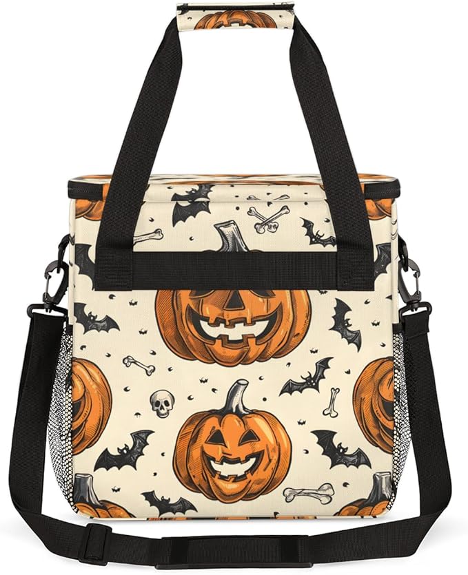 Watercolor Pumpkin Coffee Maker Carrying Bag Gothic Pumpkin Travel Storage Bag Compatible with K-Mini or K-Mini Plus Single Serve Coffee Brewer Carrying Case with Multiple Pockets &amp Shoulder Str
