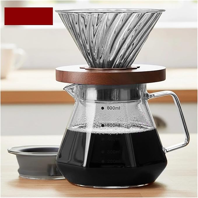 Fit forPour Over Coffee Maker with Walnut Handle &amp Glass Lid - 13.5/20 OZ Glass Coffee Pot for Home Café Restaurant and Camping(400ml)
