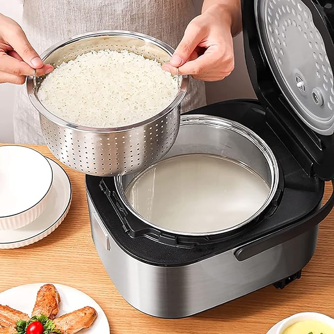 Low-Sugar Rice Cooker Household 304 Stainless Steel Inner 24H Reservation Rice Soup Separation Rice Cooker for 3-7 People (A) ()