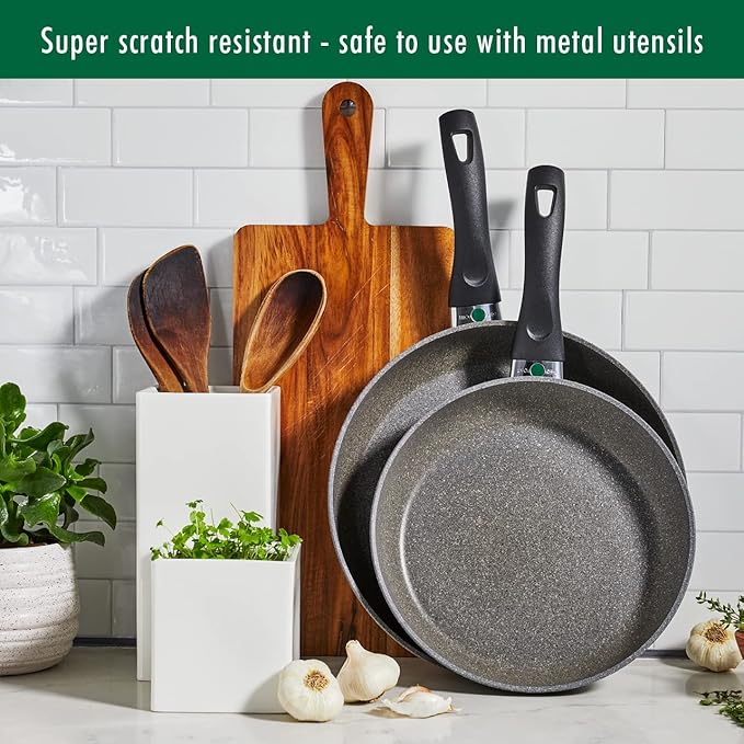 BALLARINI Parma by HENCKELS 10-pc Nonstick Pot and Pan Set Made in Italy Set includes fry pans saucepans sauté pan and Dutch oven with lidGray