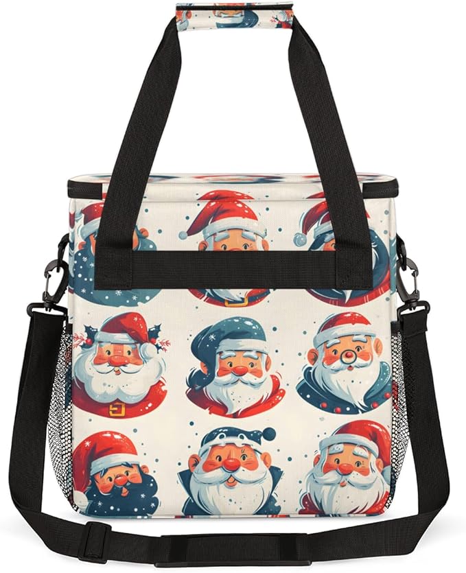Colorful Santa Claus Coffee Maker Carrying Bag Xmas Santa Claus Travel Storage Bag Compatible with K-Mini or K-Mini Plus Single Serve Coffee Brewer Carrying Case with Pockets &amp Shoulder Strap