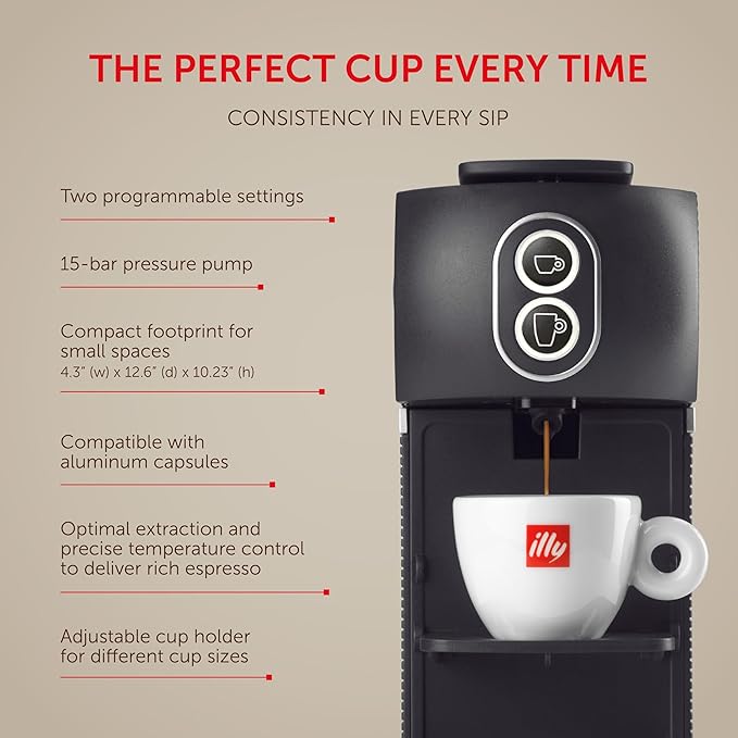 illy Easy Espresso Machine Single Serve Coffee Machine for Nespresso Original Line Capsules Single Cup Espresso Maker (Black)
