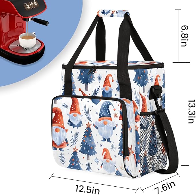 Mystical Tree Xmas Coffee Maker Carrying Bag Portable Travel Storage Tote Bag Compatible with K-Mini or K-Mini Plus Single Serve Coffee Brewer Carrying Case with Multiple Pockets &amp Shoulder Stra
