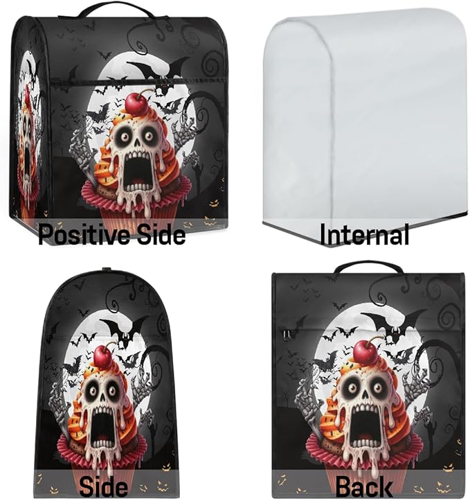 cfpolar Kitchen Aid Mixer Cover Compatible with 6-8 Quarts Halloween Skull Bat Moon Stand Mixer Cover Kitchen Aid Mixers Accessories Appliance Organizer Bag Dust Covers with Zipper Pocket