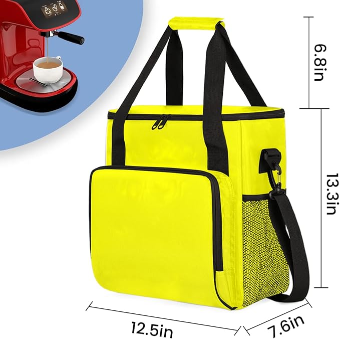 Light Yellow Coffee Maker Carrying Bag Waterproof Insulated Leakproof Cooler Bag Portable Storage Tote Bag Organizer With Shoulder Strap