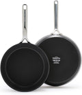 GreenPan 9.5” &amp 11” Ceramic Nonstick Frying Pan Skillet Set PFAS-Free Hard Anodized Cookware Induction Compatible &amp All Cooktops Dishwasher &amp Oven Safe GP5 Stay-Flat Surface Black