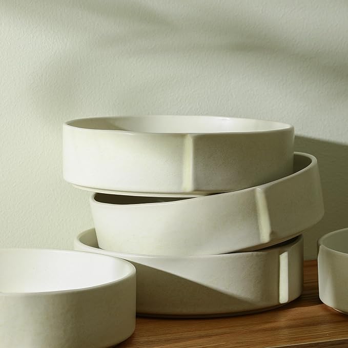Stone Lain Bao 4-Piece Pasta Bowl Set Stoneware Beige