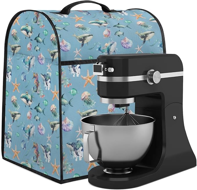 cfpolar Kitchen Aid Mixer Cover Compatible with 6-8 Quarts Summer Dolphin Starfish Stand Mixer Cover Kitchen Aid Mixers Accessories Appliance Organizer Bag Dust Covers with Zipper Pocket