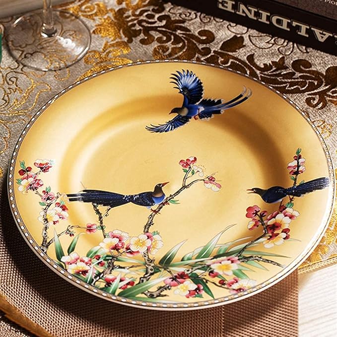 Ceramics Dinnerware Set 60 Pcs Bowl/Dish/Soup Pot/Bone China Dinner Sets Enamel Craft Pattern Porcelain Combination Set