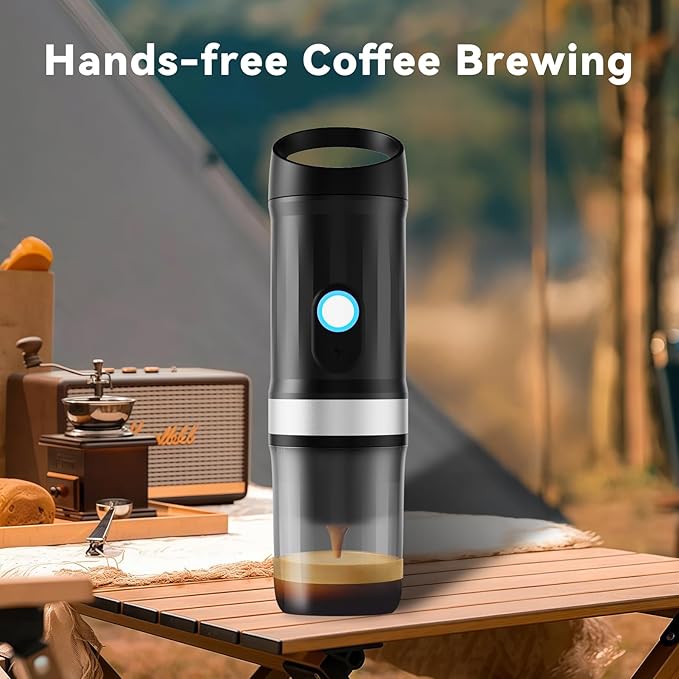 Portable Coffee Maker Travel Coffee Maker with 3-4 Min Self-Heating 20 Bar 9600mAh Durability Mini Espresso Maker Compatible with NS Capsule &amp Ground Coffee for Camping Travel RV Hiking Offi