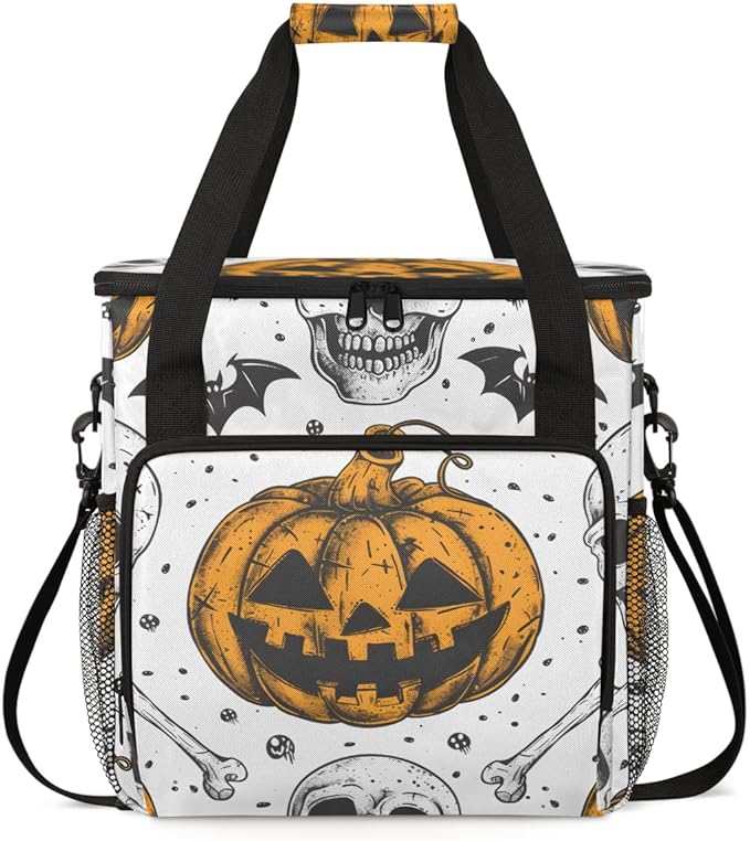 Retro Pumpkin Coffee Maker Carrying Bag Fantastic Pumpkin Travel Storage Bag Compatible with K-Mini or K-Mini Plus Single Serve Coffee Brewer Carrying Case with Multiple Pockets &amp Shoulder Strap