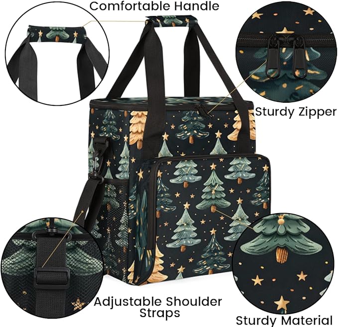 Graffiti Tree Xmas Coffee Maker Carrying Bag Portable Travel Storage Tote Bag Compatible with K-Mini or K-Mini Plus Single Serve Coffee Brewer Carrying Case with Multiple Pockets &amp Shoulder Stra