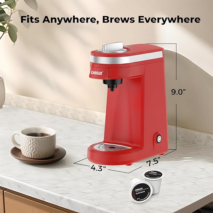 CHULUX Mini Coffee Maker for K Capsule Single Serve Coffee Maker for One Cup Americano Lightweight Pod Coffee Machine Red