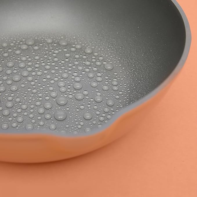 12Pcs Pots and Pans set Nonstick Cookware set Die-cast Aluminum cookware Kitchen Induction Pots and Pans cooking set Lid design PFOA-free Orange Pink (Pink)