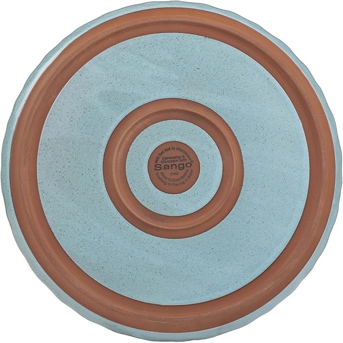 Sango 16-Piece Stoneware Dinnerware Set for 4 Semi-Matte Teal Plates and Bowls Sets with Rustic Speckled Glaze Ceramic Dish Set Elegant Boho Farmhouse Dishes Microwave &amp Dishwasher Safe Kaya