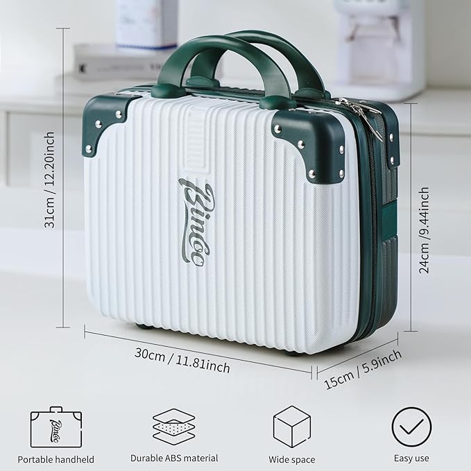 Bincoo Coffee Maker Travel Case for Barista Espresso Machine Travel Case Waterproof-Coffee Maker Storage Box with Comfortable Hand Hold Belt Suitable for Travelling Office Camping (White and green)