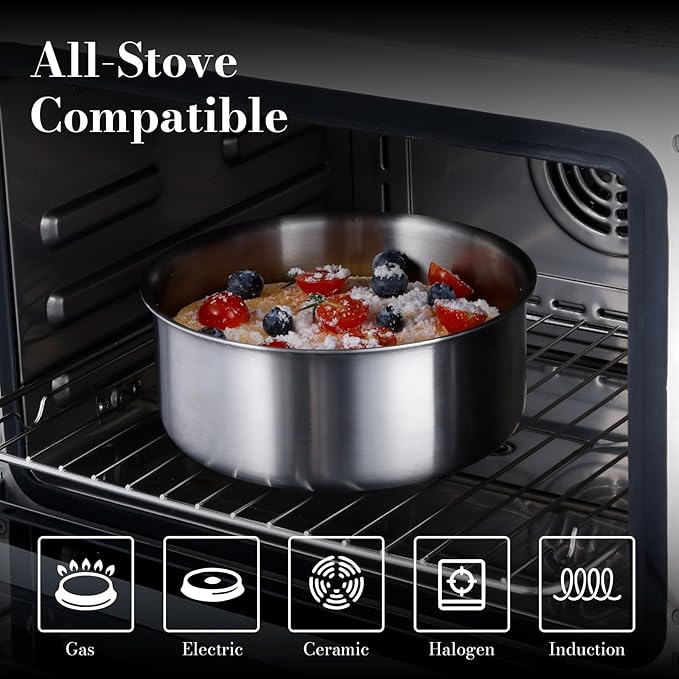 14 pcs Stainless Steel Cookware Set Detachable Pots and Pans Set with Removable Handle Non Toxic Space Saving RV Camping Cookware Set Induction Cookware Dishwasher &amp Oven Safe