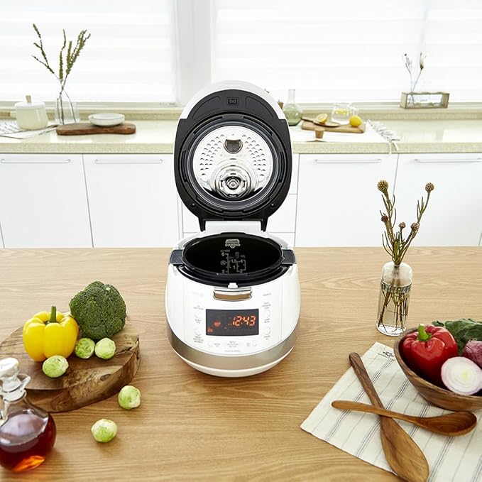 CUCKOO CRP-HS0657FW 6-Cup (Uncooked) 12-Cup (Cooked) Induction Heating Pressure Rice Cooker with Nonstick Inner Pot &amp 16 Menu Modes (White/Silver Made in Korea)