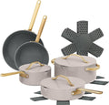Nonstick Ceramic Cookware Set (12 Piece) Pots Frying Pans Lids and Kitchen Storage Oven Safe Pan Set &amp Compatible with All Stovetops - (Porcini Taupe)