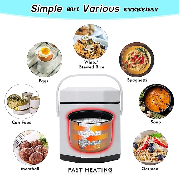 Portable Mini Rice Cooker 1.2L Small Electric Rice Cooker And Steamer Travel Rice Cooker for 1-2 People