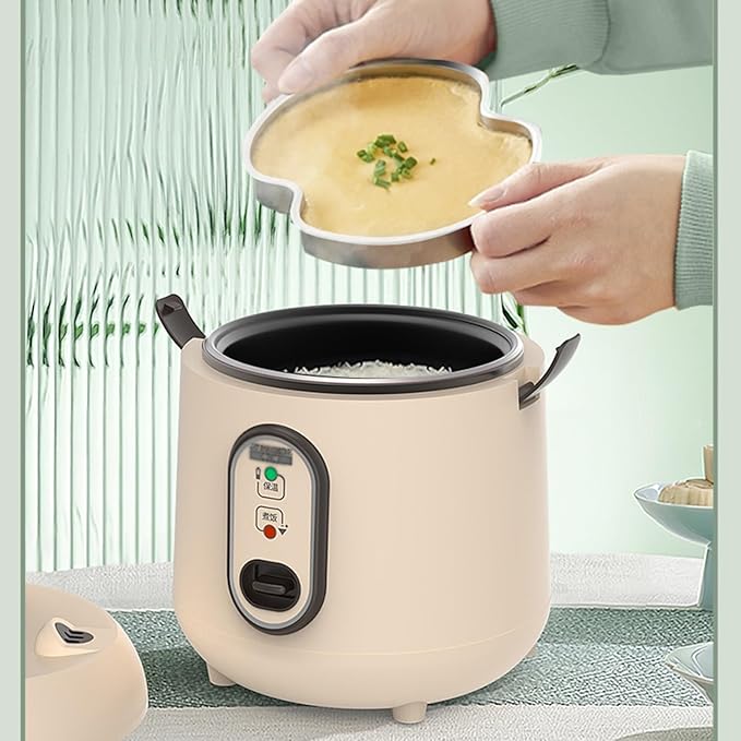 Mini Rice Cooker - Student Dormitory Rice Cooker Multifunctional Rice Cooker For One Person Electric Rice Cooker With Spherical Inner Pot Includes Steamer Insert Spoon And Measuring Cup(2L)