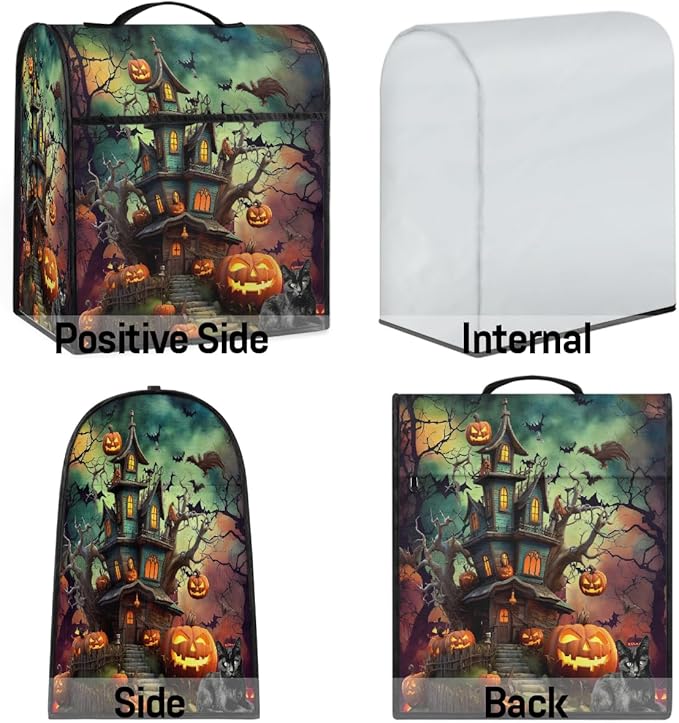 cfpolar Kitchen Aid Mixer Cover Compatible with 6-8 Quarts Halloween Pumpkins Castle Bats Stand Mixer Cover Kitchen Aid Mixers Accessories Appliance Organizer Bag Dust Covers with Zipper Pocket