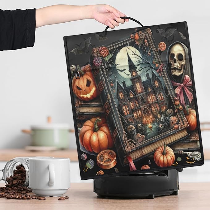 cfpolar Kitchen Aid Mixer Cover Compatible with 6-8 Quarts Halloween Skull Pumpkins Stand Mixer Cover Kitchen Aid Mixers Accessories Appliance Organizer Bag Dust Covers with Zipper Pocket