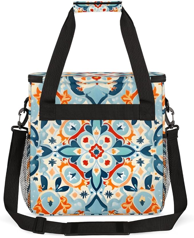 Damask Mandala Coffee Maker Carrying Bag Portable Travel Storage Tote Bag Compatible with K-Mini or K-Mini Plus Single Serve Coffee Brewer Carrying Case with Multiple Pockets &amp Shoulder Strap