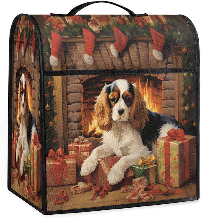 Kitchen Aid Mixer Cover Christmas Hat Dog Stand Mixer Cover Compatible with 6-8 Quarts Stand Mixers Dust Covers with Zipper Pocket Foldable Washable Kitchen Aid Organizer Bag