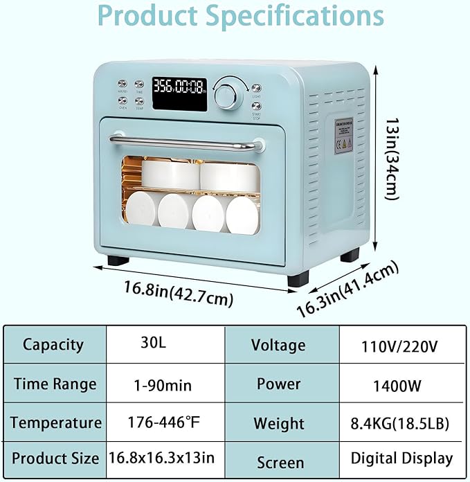 Convection Sublimation Oven with Digital Display Portable Sublimation Ovenwith Digital Display360° HeatingConvection Oven  for Sublimation Tumblers Mugs Cups 30L