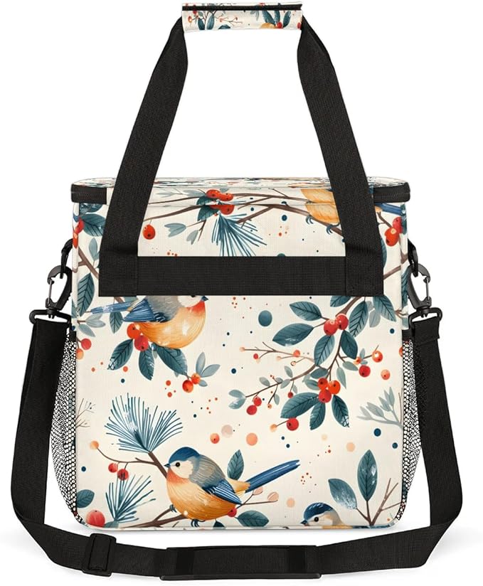 Bird Berry Branch Coffee Maker Carrying Bag Compatible with K-Mini or K-Mini Plus Portable Single Cup Coffee Maker Case with Pockets for K Cup Pods
