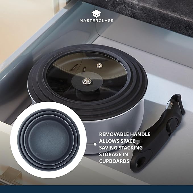 MasterClass Smart Space 3 Piece Non-Stick Induction Saucepan Set