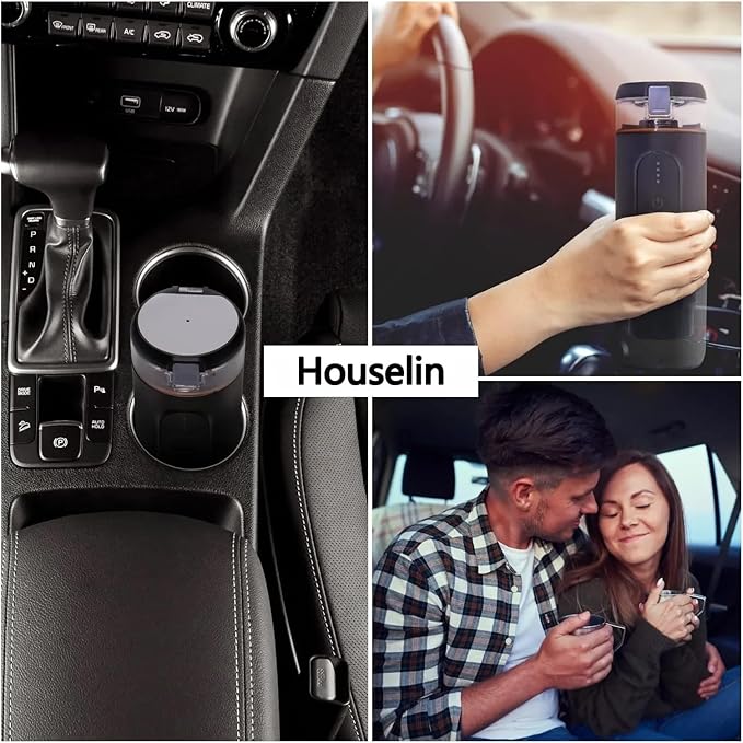 Portable Coffee Machine Portable Espresso Machine Self-heating Electric Coffee Machine 20 Bar Pressure Compatible With Ground Coffee Pods And Coffeefor Outdoor Travel Picnic(Black)