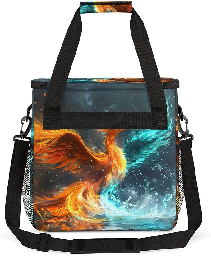 Phoenix Bird Travel Coffee Maker Carrying Bag Large Organizer Storage Tote Bag Insulated Reusable Cooler Grocery Bags