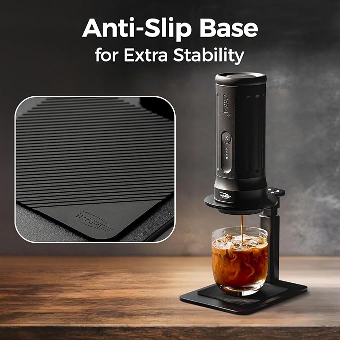 IKAPE Adjustable Portable Coffee Maker Stand Aluminum Alloy Universal Coffee Machine Holder with Anti-Slip Base Height Adjustable 13–19.5cm for Home Office &amp Camping