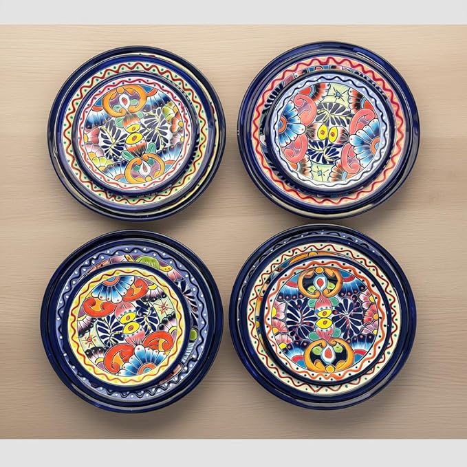 Colorful Talavera Dinnerware Set 12-Piece Plate (Seats 4)