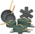 12-Piece Ceramic Non-Stick Cookware Set | Pots and Pans with Strainer Lids &amp Pour Spouts | Induction &amp Oven Safe to 500°F | PFOA-Free Stay-Cool Handles