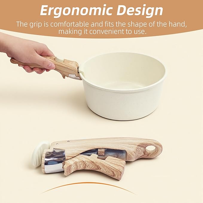 Removable Handle Pots and Pans Handles Replacement Detachable Wood-Like Handles for Cookware Compatible with Thin Edge Cookware
